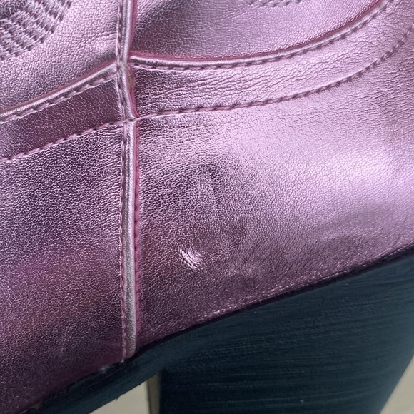 NWOT Women's Pink Metallic Cowboy Mid-Calf Boots - Picture 13 of 13